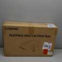 Stainless Steel Litter Box, XL Extra Large High Sides Litter Box for Big Cats, Open Top Easy to Clean Non Stick Odorless Anti-Urine Leakage Metal Cat Pan, Include Scoop, Black