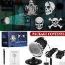Tuanse Halloween Outdoor Projector Lights Halloween Laser Projector LED Flood Rotating Skull Light Holiday with Stars for Party Garden Landscape Decoration