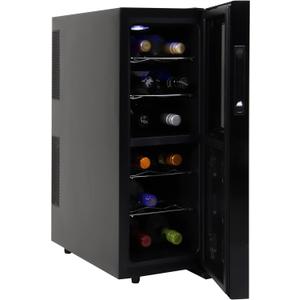 Koolatron Urban Series 12 Bottle Wine Cooler Refrigerator Dual Zone Thermoelectric Wine Fridge Freestanding Wine Cellar for Red White Sparkling Wine Ideal for Kitchen Apartment RV