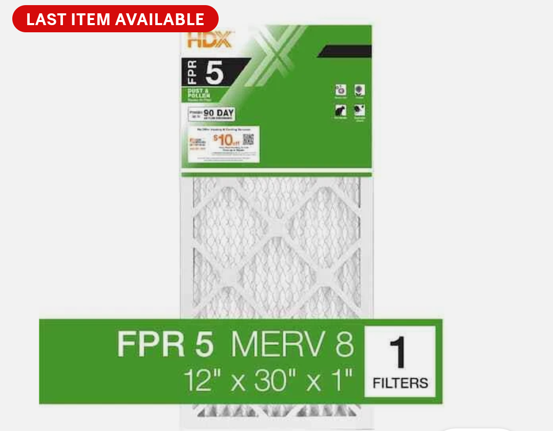 12x30x1 in. Standard Pleated Furnace Air Filter Performance FPR 5 MERV 8 3 Pack