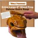 Deluxe Extra-Large 8" Wood Frog Guiro Rasp - Percussion Musical Instrument Tone Block - Wooden Instrument with Stick, Noise Maker by World Percussion USA