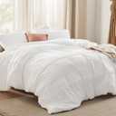 Bedsure Grid Boho Duvet Cover Queen Size - Distressed Vintage Tufted Boho Bedding Set, 3 Pieces Home Bedding for All Seasons, Includes 1 Queen Duvet Cover & 2 Pillowcases (White, 90" x 90")