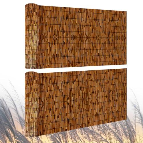 PAKNANO 2 Pack Natural Reed Fence,4FT X 16.4FT Bamboo Fencing Privacy Reed Screening for Outdoor, Gallery, Restaurant, Hotel, Patio (Brown)