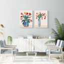 Framed Floral Canvas Wall Art Modern Floral Painting Poster Gallery Style Print Picture Living Room/Bedroom Wall Decoration Size 24x16 Inches X 3. Ready To Hang.