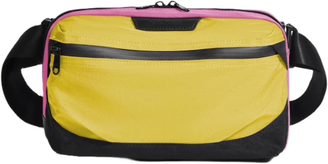 Leaper Small Crossbody Bags for Women Lightweight Fanny Packs with Adjustable Shoulder Strap - Water-resistant Nylon Sling Bag for Men - Fashion Cross Purse for Travel Everyday-Yellow & Purple