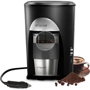 Portable Coffee Maker for Travel Camping Car, Compact Drip Coffee Machine Single Serve with 10oz Travel Mug for Traveling, RV, Office, Camping, 12V Socket, Black