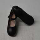 Dufannie Girls Dress Shoes Low Heel Princess Flats Mary Jane Flower Wedding Party Glitter Shoes for Kids Toddler (12 Little Kid, Classic Pu Black)