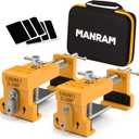 Premium Cabinet Clamps 2 Pack with Protective Case, Solid Cast Steel Construction, Integrated Drill Guide with EVA Pads, Face Frame Alignment Tool Clamp for Cabinet Installation & Woodworking