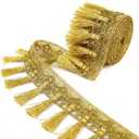 IDONGCAI Gold Fringe Trim Tassel Sewing Trim  2.2 Width, 6Yards Polyester Metallic Tassel Fringe Border for Crafts, Sewing, Home Decor, Curtains & Apparel