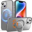 360 O-Ring MagStander for iPhone 13 Case, iPhone 14 Case with Magnetic Stand Ring Holder [Compatible with MagSafe][15FT Military Shockproof] Kickstand iPhone 13/14 Phone Cover Matte Grey
