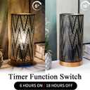 JHY DESIGN Metal Lamp Battery Powered 11''H Accent Cordless Decor Battery Lamp with 6-Hours Timer for Weddings Party Patio Garden Indoor Outdoor Table Balcony Christmas Decorations (with Wooden Base)