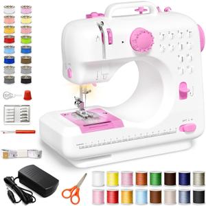Portable Tabletop Beginner Mini Sewing Machine for Home Use, Compact and Easy-to-Use Sewing Machine for Quick Repairs, DIY Crafts and Alterations, Giftable Sewing Machine for Beginners (Pink)