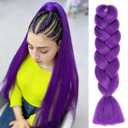 Herina Purple Braiding Hair For Braids One Pack Jumbo Fake Braid Hair Extensions For Dutch Braid Or Match Color Bubble Braids(1pc/pack)