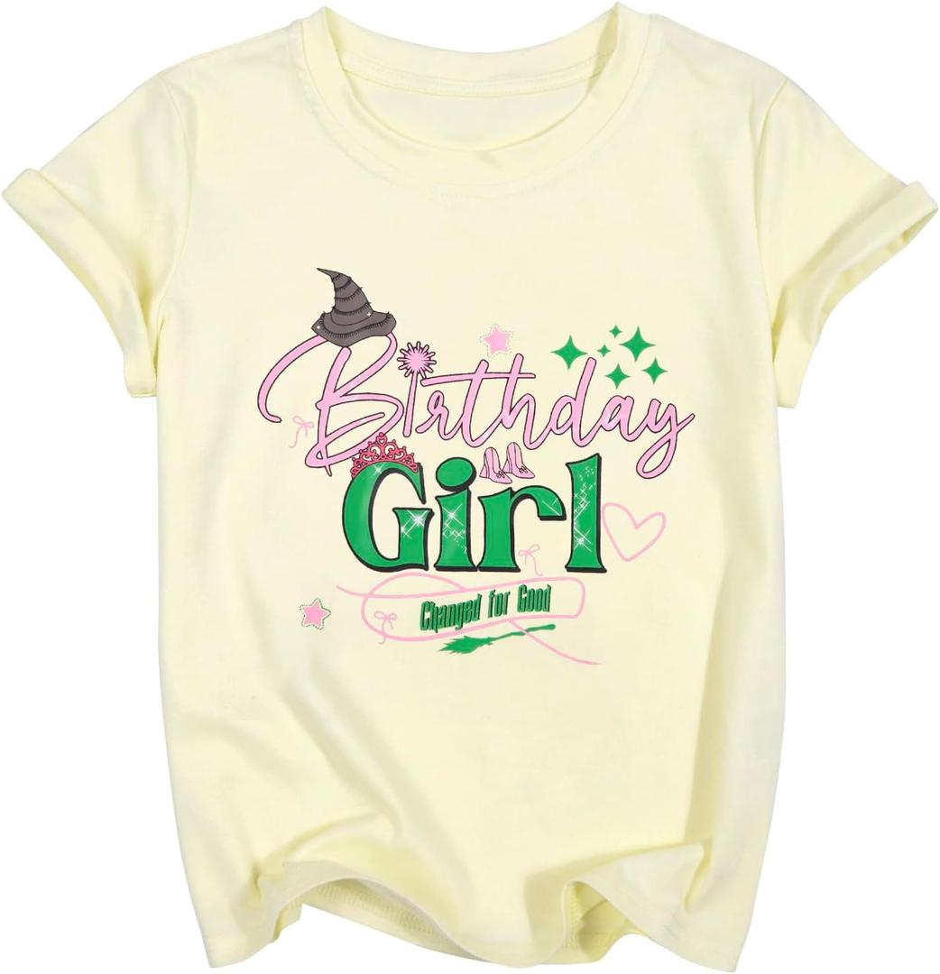 LOTUCY Birthday Girl Shirts Its Me Hi Im The Birthday Girl Its Me Shirt Letter Printed Party Outfit for Youth Girls (5-6 Years, Change for Good-apricot)