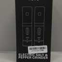 Home Hero Electric Salt and Pepper Grinder Set - Automatic Salt and Pepper Grinder Set Rechargeable. Electronic Salt and Pepper Shakers with LED Light, Electric Pepper & Salt Grinder, Set of 2 (Silver & Black)