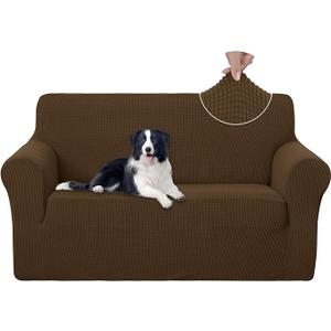 U-NICE HOME Loveseat Cover Stretch Couch Cover Sofa Cover Sofa Slipcover Furniture Protector for 2 Cushion Couch Sofa Pet Friendly (Loveseat, Brown)