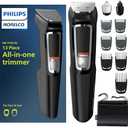 Norelco Philips Multi Groomer - 13 Piece Mens Grooming Kit for Beard, face, Nose, and Ear Hair Trimmer and Hair Clipper - NO Blade Oil Needed, MG3740/40