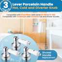 Enhon 3 Pcs Handle Set, Compatible with Price/Pfister Shower Valve, Hot Cold and Diverter Handle, Fits 12 Point Broach Stem, Chrome Finish White(Lever)