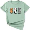 SOLY HUX Girl's Graphic Tees Cute Cartoon Print T Shirts Crew Neck Short Sleeve Summer Tops Green Cartoon 9Y