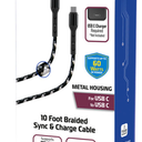 ZGEAR Metal Housing For USB C 10 Foot Braided Sync & Change Cable