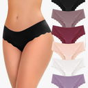 6 pack Seamless Underwear for Women Sexy Low Rise Hipster Wave Edge No Show Bikini Panties Womens Cheeky M
