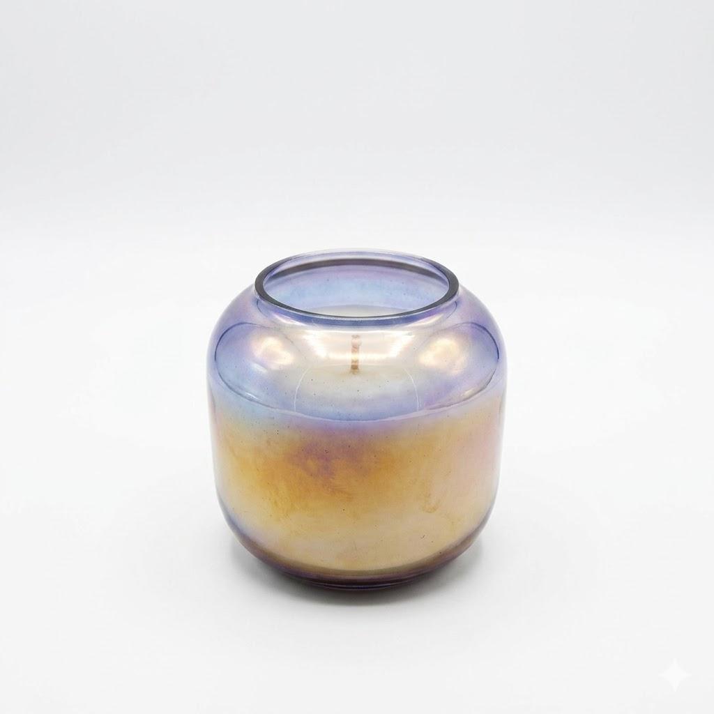6OZ Iridescent Glass Candle Blue