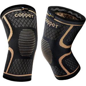 Copper Knee Braces for Men and Women (2 pack) -Knee Supports Copper Compression Knee Sleeve for Knee Pain, Arthritis, Sports and Recovery Support (3X-Large) (3X-Large, 2pack-Copper-Black)