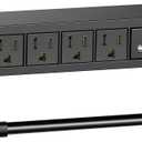 Under Desk Power Strip with 20W USB C, QBA 8-in-1 Desk Outlet Station, 4 AC Outlets, 2 USB-C, 2 USB-A, 6FT Cable, Desk Mount Power Strip for Home Office Conference, ETL Listed(Black)