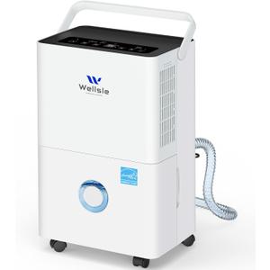 Energy Star Dehumidifier, Wellsle 80 Pints Dehumidifier for basement, Smart Humidity Adjustment with 1.32 Gal Water Tank and Drain Hose, Silent & Efficient for Home Bedroom Garage Large Room