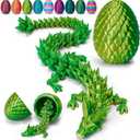 TBOLINE 12" 3D Printed Dragon Egg, Easter Basket Stuffers for Kids, Large Prefilled Easter Eggs, Stuffed Egg Hunt Fillers with Easter Toys, 3D Printer Animals Fidget Toys for Boys Teen 5-7 4-6 8-12 (Laser Yellow Green)