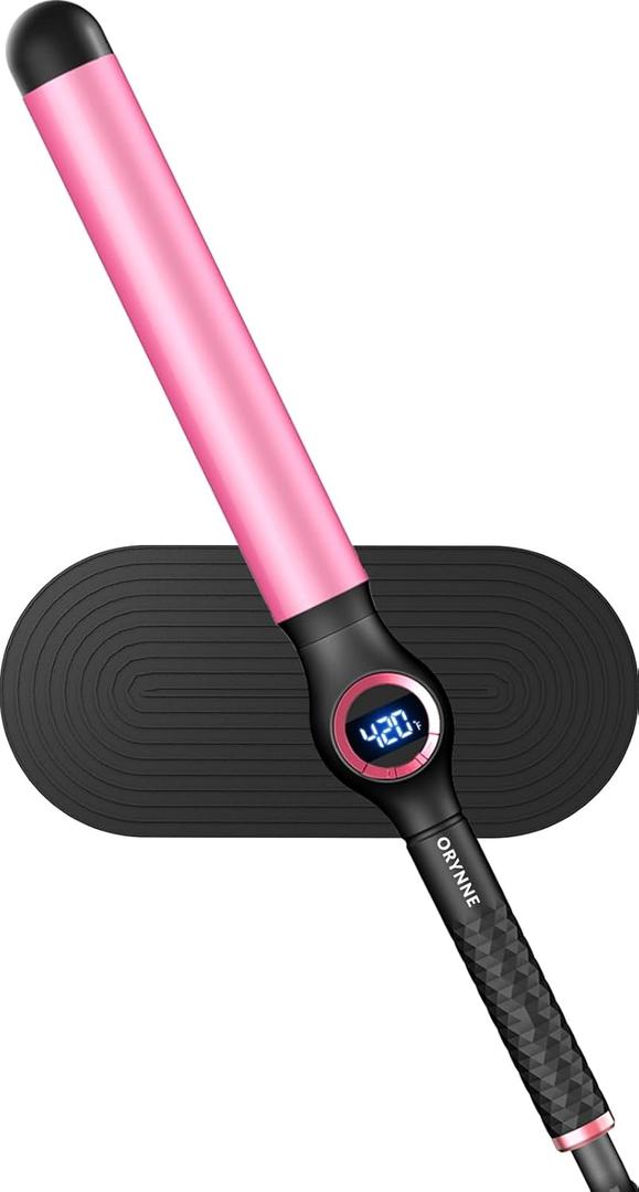 ORYNNE 1.25 Inch Curling Wand for Long Hair, Extra Long Barrel Ceramic Hair Wands, 7 Adjustable Heats, 110-240V Dual Voltage Thick Wand Curling Iron, 60 Minutes Auto Shut Off