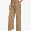 FUNYYZO Women's Wide Leg Pants High Elastic Waisted in The Back Business Work Trousers Long Straight Suit Pants,XL