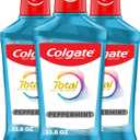 Colgate Total Alcohol Free Mouthwash, Peppermint for Bad Breath, Helps Prevent Gingivitis and Plaque, 3 Pack, 33.8 Oz Each