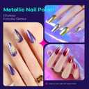 Glamonade Metallic Nail Polish Set Fingernail: Chrome Mirror Holographic Nail Polish Kit Quick Air Dry 12 Colors Pack Regular Mini Nail Polish Finger Toe DIY Art Salon Gift for Women Party