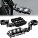 KEMIMOTO CNC Aluminum Highway Pegs with Expandable Heel Rests 1.25" Highway Short Angled Pegs Adjustable Fit for Street Glide Road King Road Glide Softail Dyna Sportster 1-1/4" Engine Guard Black
