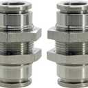 2Pcs 304 Stainless Steel Bulkhead Union 3/8" x 3/8" Tube OD Push to Connect Tube Fitting, PMM-3/8 Pneumatic Quick Connect Air Fitting