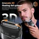 Electric Foil Shavers for Men- New Version Mini Electric Razor with 3D Floating Heads & Precision Blades, Portable Cordless Electric Shaver IPX7 Waterproof, LED Display & Fast Charge, Black