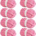 HOMBYS Rose Red Chunky Chenille Yarn for Crocheting, Bulky Thick Fluffy Yarn for Knitting, Super Bulky Chunky Yarn for Hand Knitting Blanket, Soft Plush Yarn, 8 Jumbo Pack (27 yds,8 oz Each Skein)