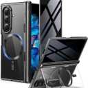 BERFY for Z Fold 7 Case with Privacy Screen Protector, [Compatible with Magsafe][Hidden Kickstand] Clear Plating Design Full-Body Slim Shockproof Hard Phone Case for Samsung Galaxy Z Fold 7, Black