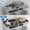 efluky Washer Dryer Countertop, Wood Countertop with Edge Rails for Laundry Room Organization and Storage, Washer Dryer Topper for Laundry Room, 27.5" x 54" Black