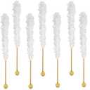 Fruidles White Rock Candy Lollipops Pops Candy Suckers, Color and Flavor Assortment, 6.5" (6-Pack) (EXP 08/26/26)
