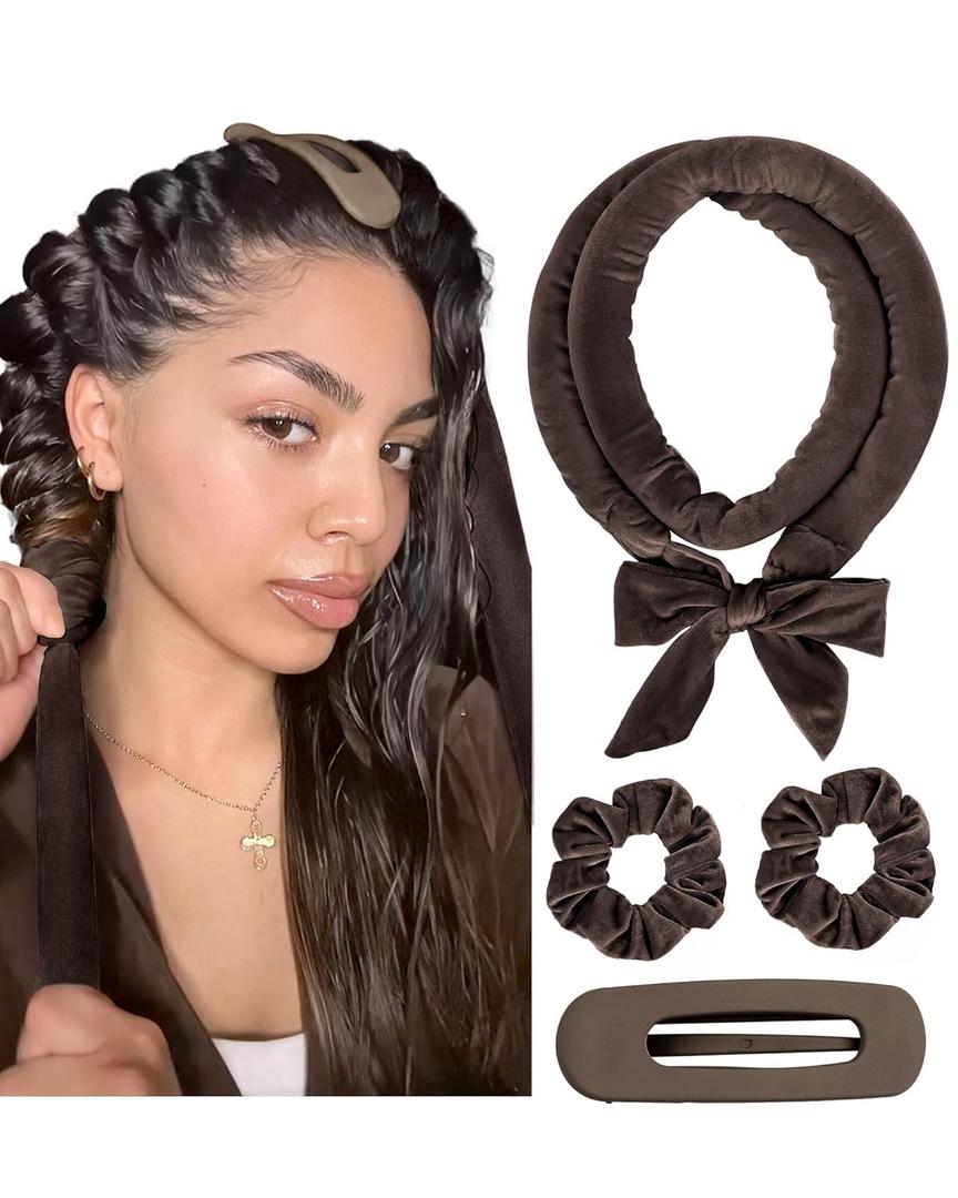 Heatless Hair Curler to Sleep in, Overnight curl headband, No Heat Hair Curler Set with Hair Clip Scrunchies for Styling