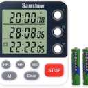 Digital Dual Kitchen Timmers 3 Channels Count UP/Down Timer Cooking Timers Large Display Triple Timmer Magnetic Stopwatch Timer-timers for Classroom Kid Adjustable Volume Loud Alarm(Battery Included)