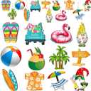 Summer Ornaments for Tree Wood, 24 Pcs Christmas Tree Decorations Hanging Ornaments for Holiday Home Indoor Outdoor Decorations