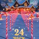 COOLWUFAN 24 Pack Christmas Candy Cane Pathway Lights, 22'' Outdoor Christmas Decorations Path Lights, Waterproof Candy Cane Yard Markers for Walkway, Lawn, Patio, Holiday Landscape Path Dcor