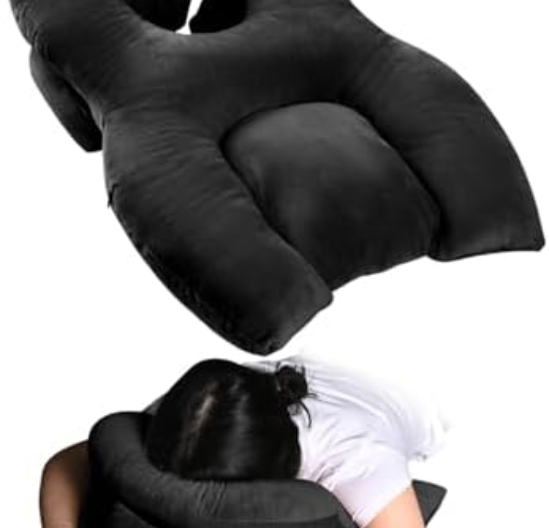 Face Down Pillow for Sleeping, Height Adjustable Face Down Pillow After BBL/Eye Surger, Stomach Sleeping Pillow, Prone Pillow, Retinal Vitrectomy Recovery Equipment, Home Massage Pillow, Black