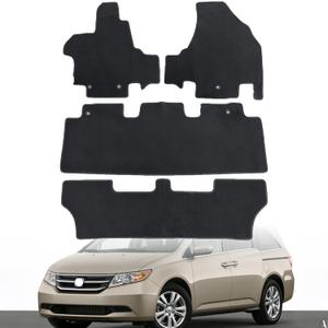GXARTS Car Floor Mats Carpet Full Set All-Weather Protect Compatible with Honda Odyssey 2011 2012 2013 2014 2015 2016 2017 | Waterproof Black Car Mats with Anti-Slip Backing