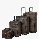 Rockland Jungle Softside Upright Luggage, Leopard, 4-Piece Set (14/19/24/28)
