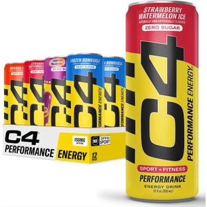 C4 Energy Drinks Variety Pack, Sugar Free Pre Workout Performance Drink With No Artificial Colors or Dyes, Zero Calorie, Coffee Substitute or Alternative, 4 Flavor Variety 12 Pack (EXP 09/30/26)