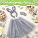 Skicuff 4 Pcs Easter Bunny Costume Set for Women Rabbit Ears Headband, Plush Tail, Nose & Tutu Skirt Easter Party Outfit